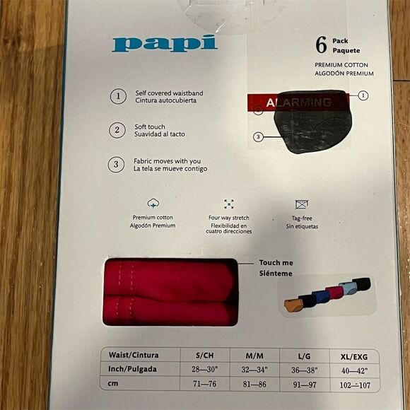 Papi Men's Low Rise Briefs 6 Pack Multicolor Tagless Size S - Picture 3 of 7